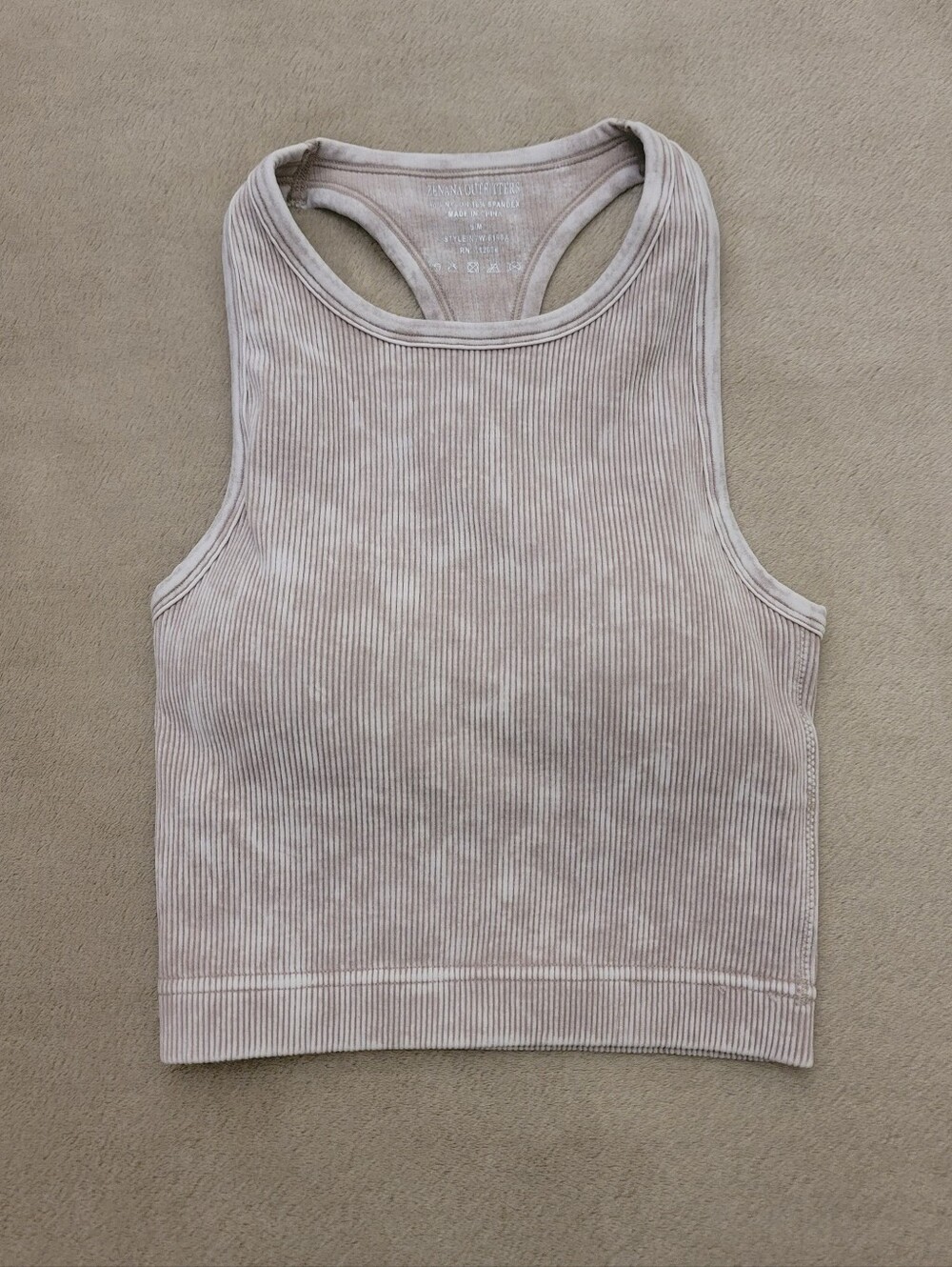 Zenana Outfitters Acid Washed Ribbed Seamless High Neck Cropped Tank Size S/M